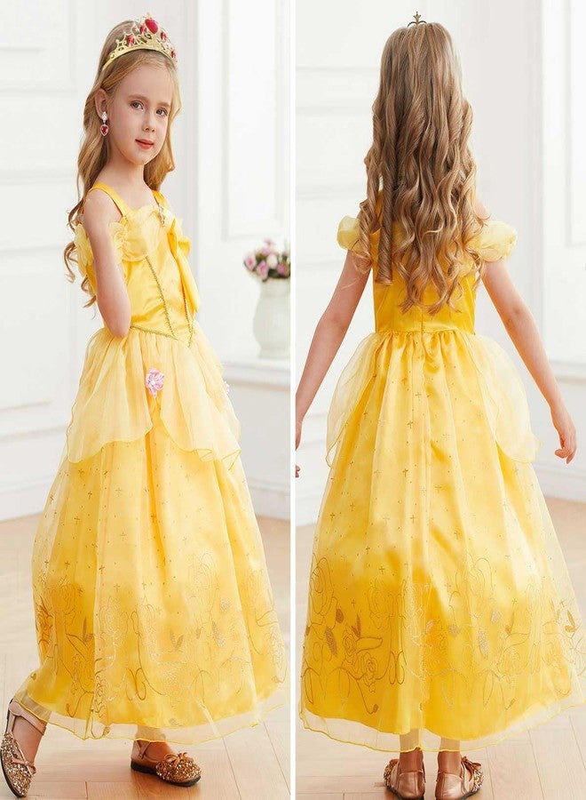 Luzlen Princess Costume for Girls Kids Belle Dress Halloween Cosplay Party Outfit Toddler Princess Dress Up, 4-5 Years(Label 120) - Image 3